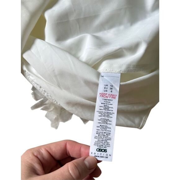 NEW ASOS Edition Pencil MIDI Skirt Textured Sequin Mesh Ivory size 6 - Picture 10 of 11